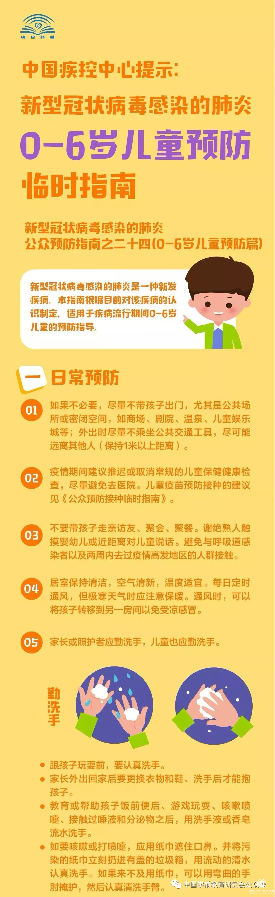 中國(guó)疾控中心溫馨提示：0-6歲兒童預(yù)防新型冠狀病毒肺炎感染指南